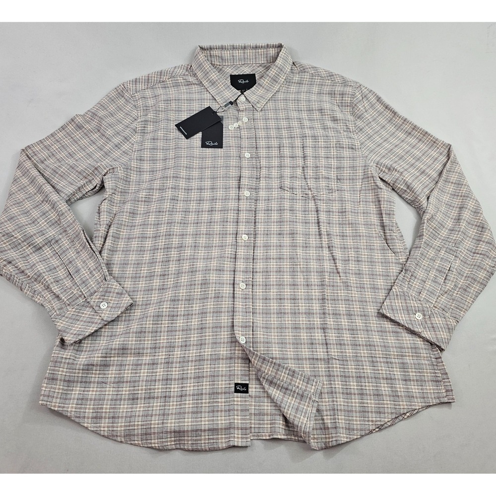 Rails shirt mens XXL buttons pocket check reid grey heather cran $148